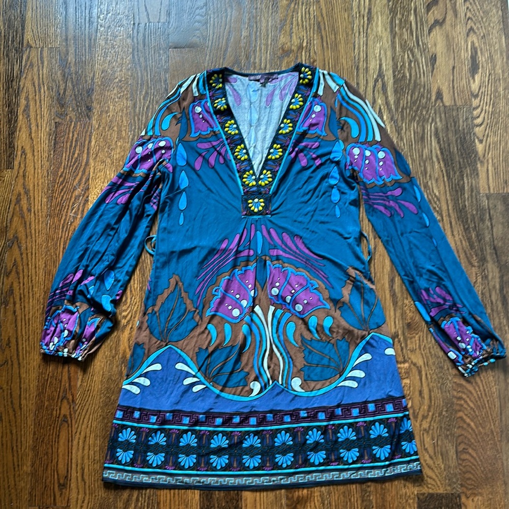 Gorgeous beaded v-neck Hale Bob dress
